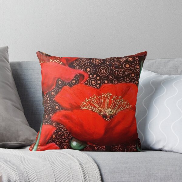 Dancing Poppies II Throw Pillow