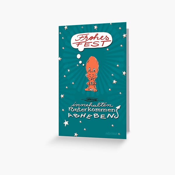 Schwebefuchs - Weihnachten - blau Grußkarte