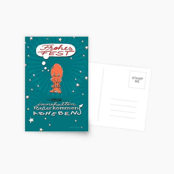 Schwebefuchs - Weihnachten - blau Postkarte