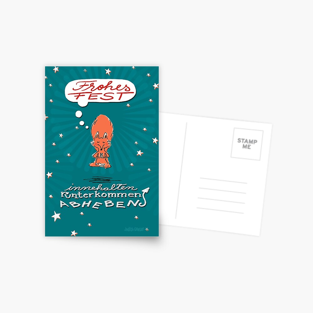 Schwebefuchs - Weihnachten - blau Postkarte