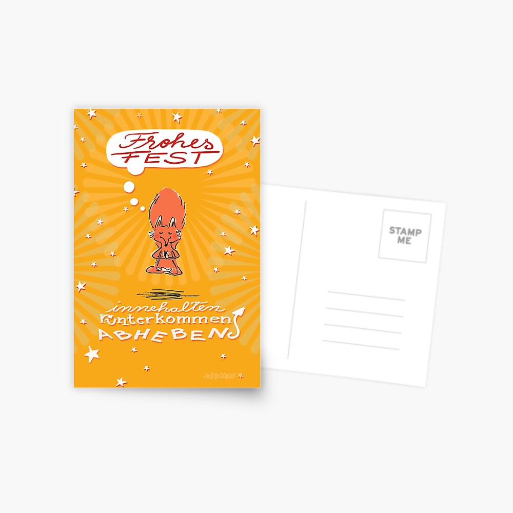 Schwebefuchs - Weihnachten - gelb Postkarte
