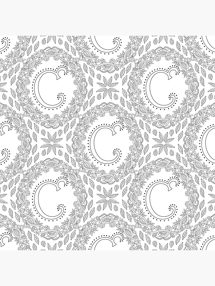 Letter C Black And White Wreath Monogram Initial by theartofvikki