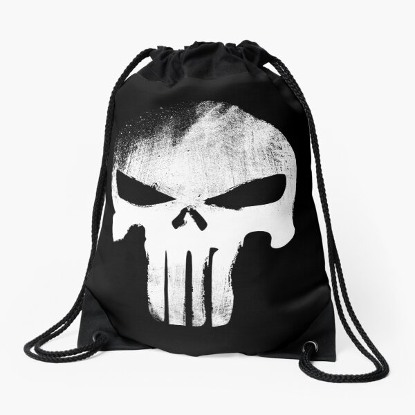 white-skull-drawstring-bag
