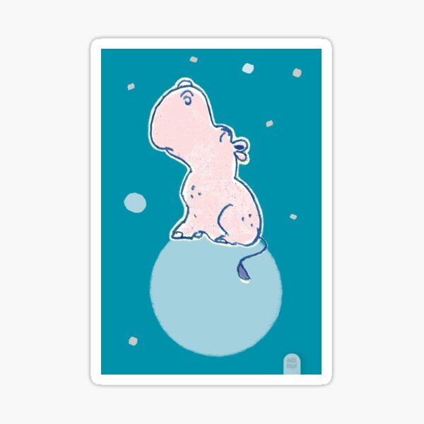 Nilpferd, Flusspferd - blau solo Sticker