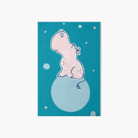 Nilpferd, Flusspferd - blau solo Galeriedruck