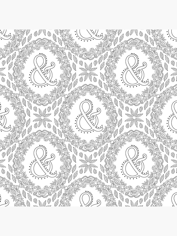 Letter & Black And White Wreath Ampersand Monogram Initial Sign Symbol by theartofvikki