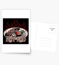 Cartoon retro hot rod with vintage lettering poster Postcards