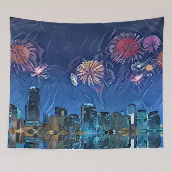 Item preview, Houston Skyline Fireworks Show - Style: Layered designed and sold by CELLAR-D00R.