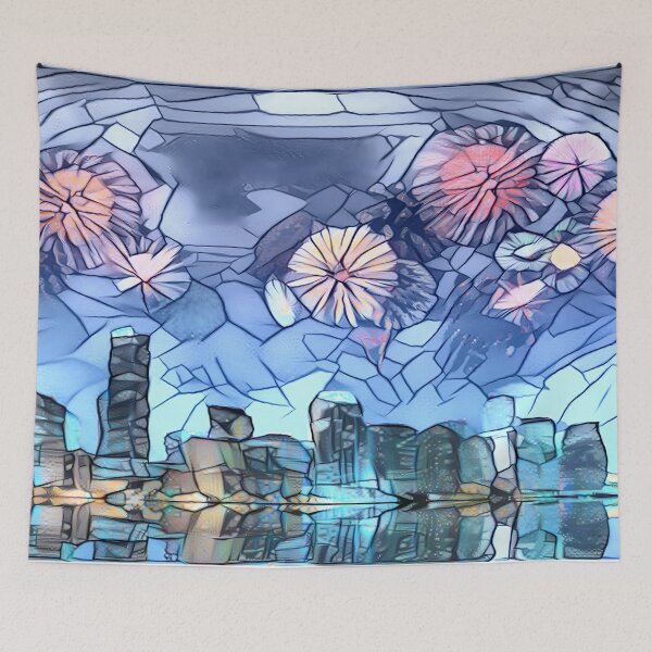 Item preview, Houston Skyline Fireworks Show - Style: Stained Glass designed and sold by CELLAR-D00R.