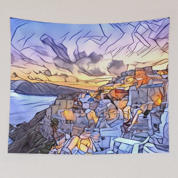 Item preview, Santorini Nightfall - Style: Stained Glass designed and sold by CELLAR-D00R.