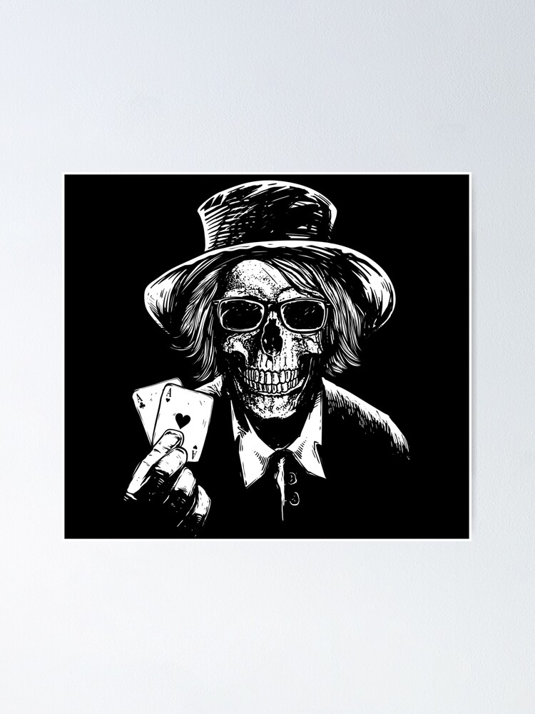 Two Aces Skull T-Shirt Cool Tee Gift For Poker Players