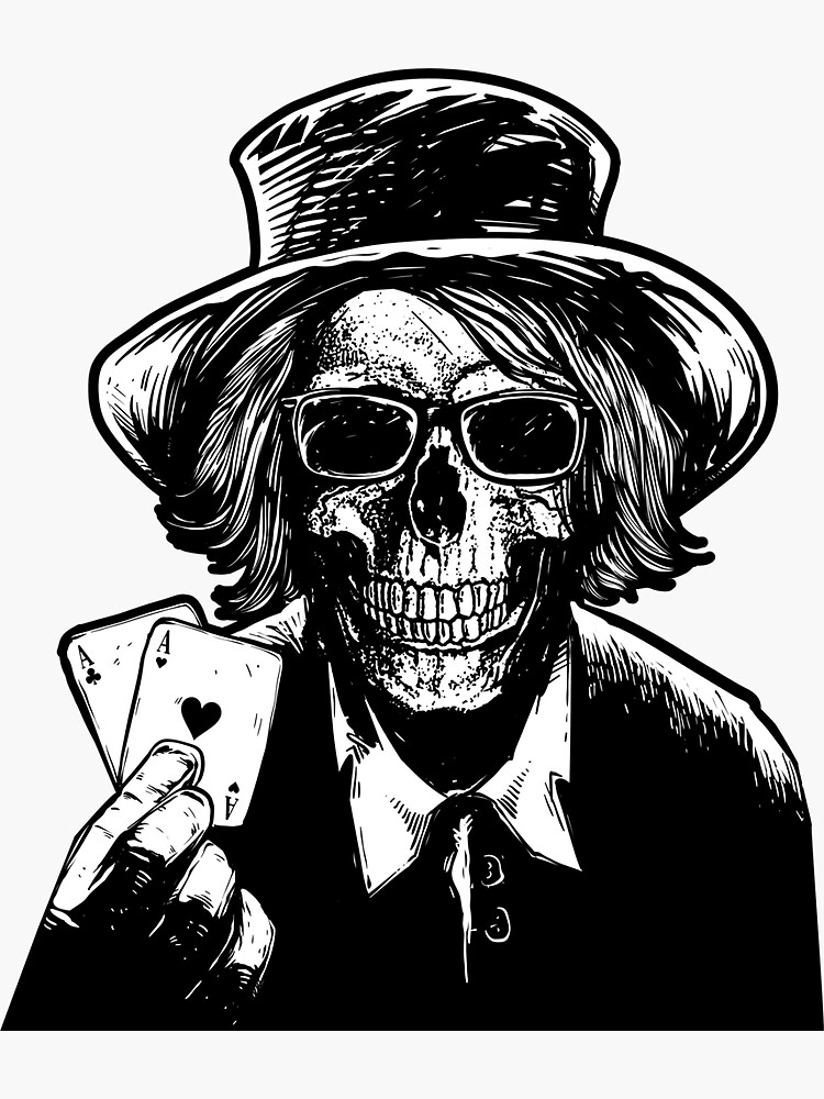Two Aces Skull T-Shirt Cool Tee Gift For Poker Players