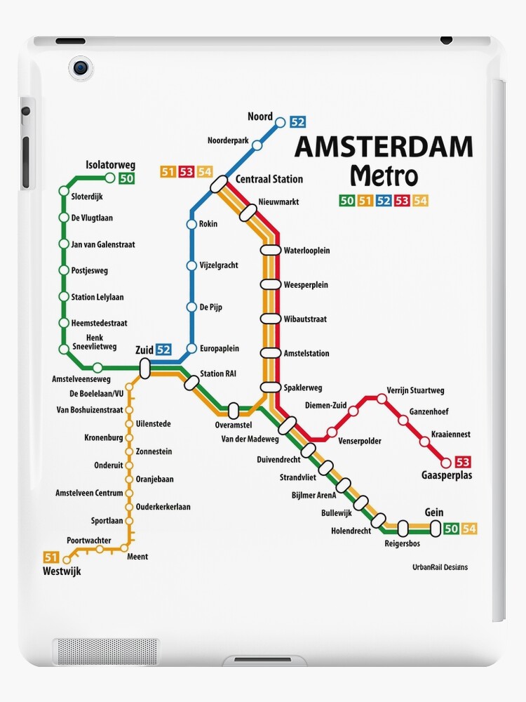 Amsterdam Metro Map Ipad Case Skin By Urbanrail Redbubble