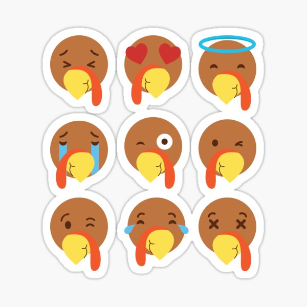"Turkey Emojis For Thanksgiving Day" Sticker by BUBLTEES Redbubble