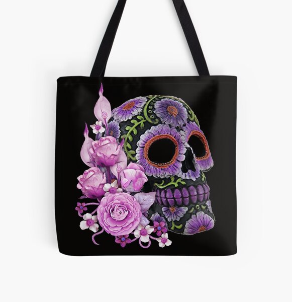 Pink Floral Black Sugar Skull Day Of The Dead