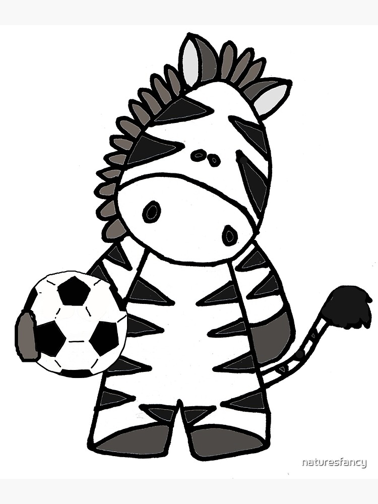 "Cool Funny Zebra Playing Football Cartoon" Poster by naturesfancy Redbubble