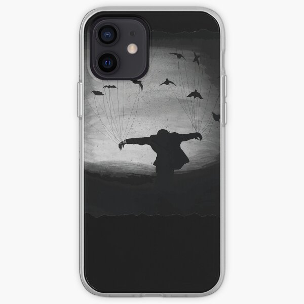 Man In flight with ravens iPhone Soft Case