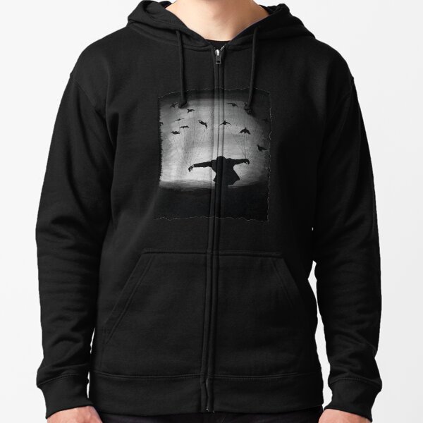 Man In flight with ravens Zipped Hoodie