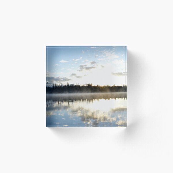Morning Mist Over Lake Acrylic Block