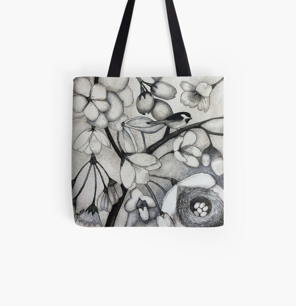 Nesting Chickadee All Over Print Tote Bag