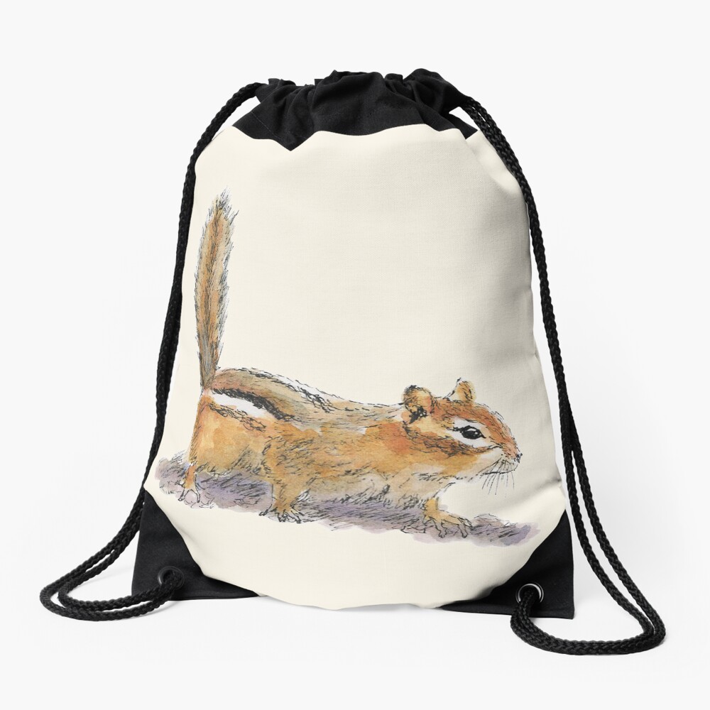 Curious Chipmunk Drawstring Bag