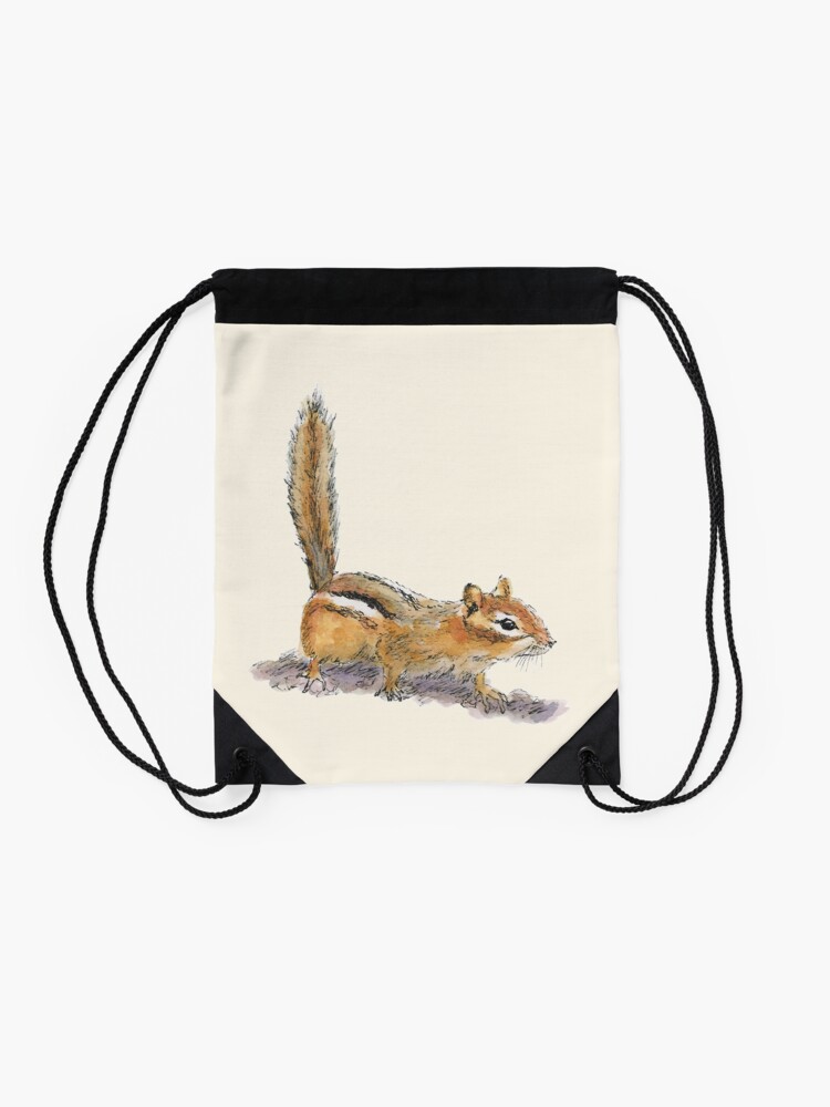 Alternate view of Curious Chipmunk Drawstring Bag
