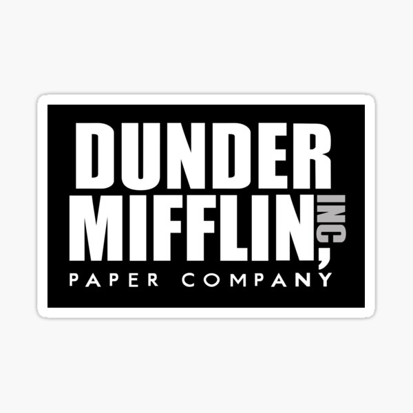 The Office Dundler Mifflin Paper Company Logo White on Black Sticker for  Sale by loshijosdesma2