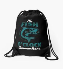 Funny Fishing Gift Fish O Clock Fisherman Fathers Day Drawstring Bag