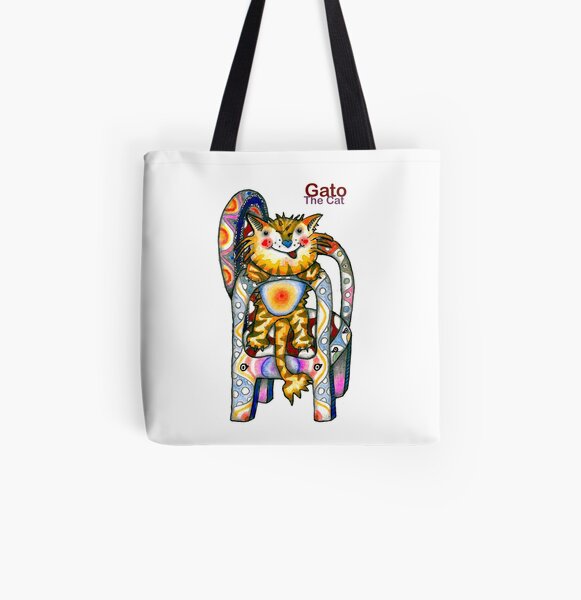 Gato el gato Bolsa estampada de tela
