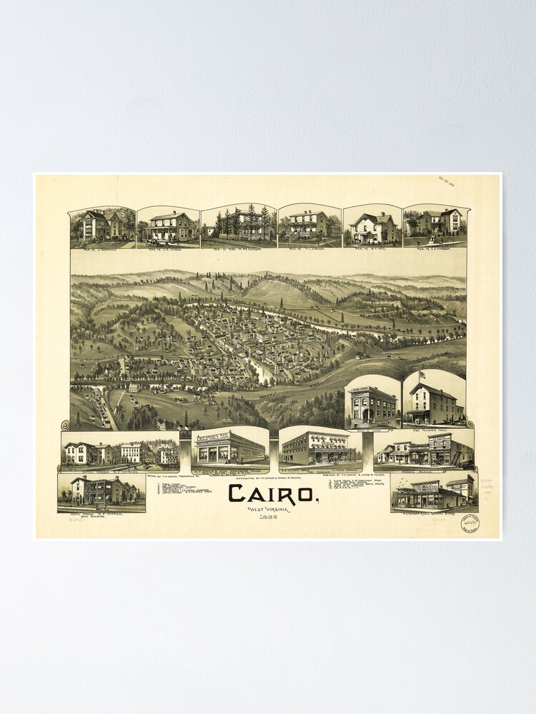 "Aerial View of Cairo, West Virginia (1899)" Poster for Sale by