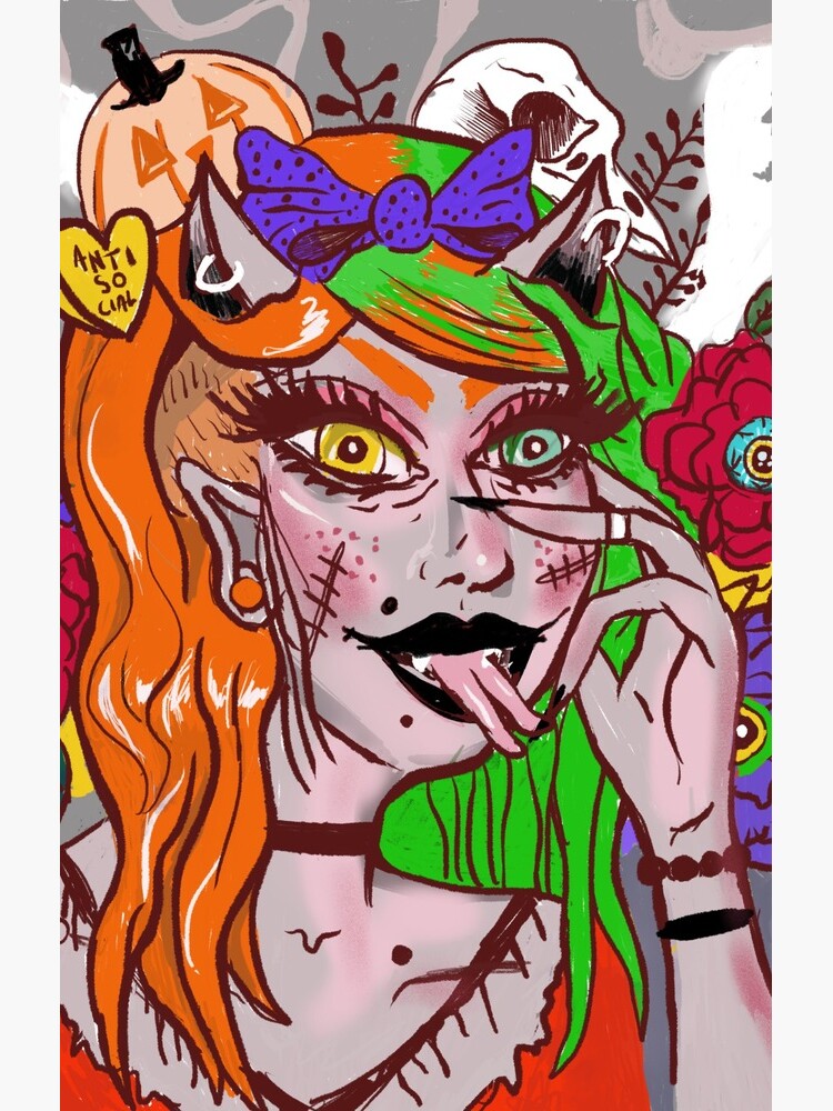 Pure Evil Halloween Punk Rock Girl Horror Girl Goth Art Case Skin For Samsung Galaxy By Lunaelizabeth Redbubble