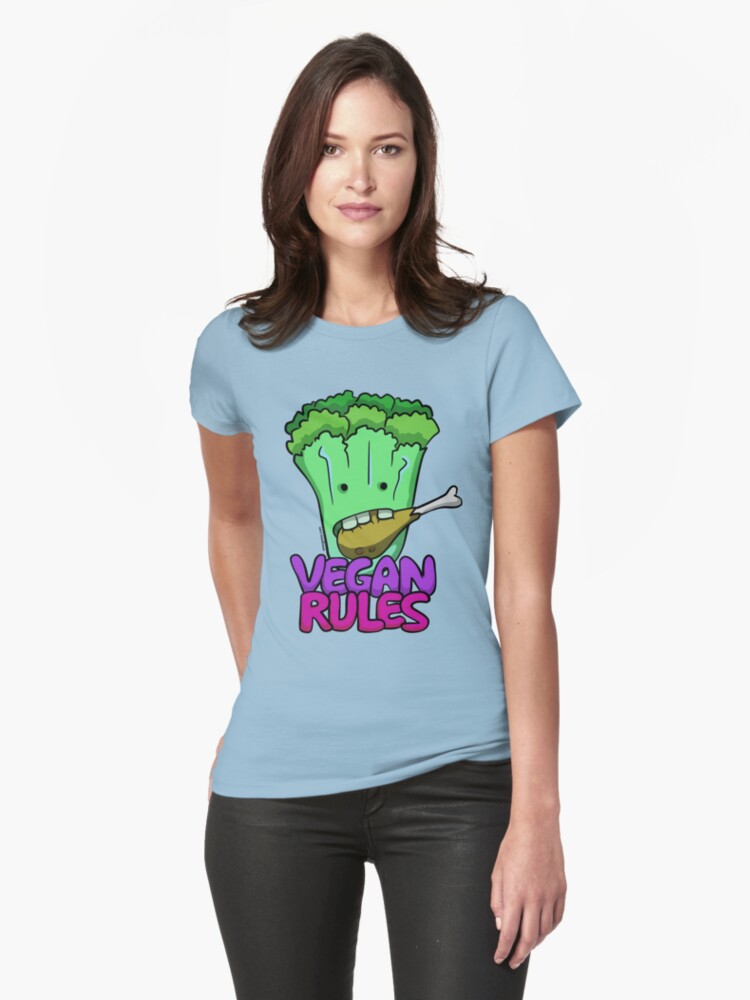 Thumbnail 1 of 3, Fitted T-Shirt, Vegan Rules designed and sold by raysan.