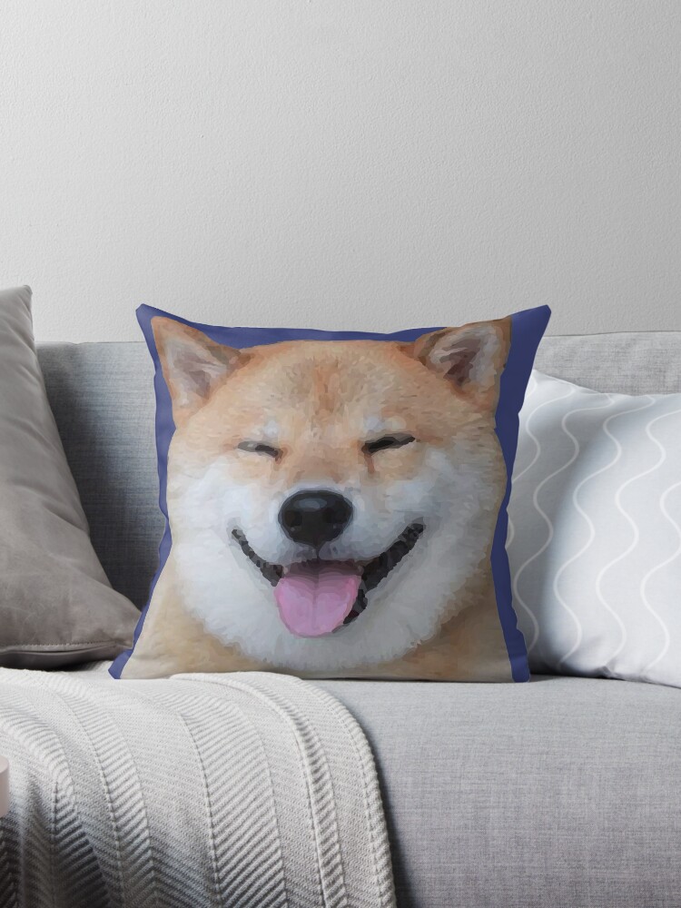 Shiba Inu Dog Smiling 2 Throw Pillow By Desexperiencia