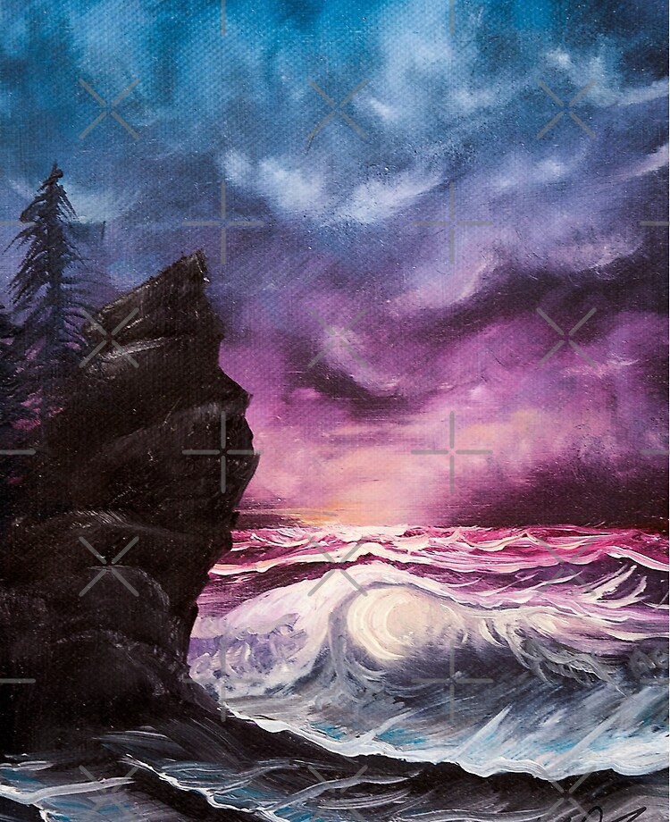 Ocean Sunset Bob Ross style seascape painting | iPad Case & Skin