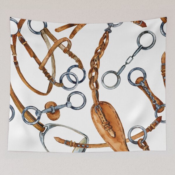 Item preview, harness horse watercolor pattern. equestrian seamless background designed and sold by Fayankova Alena.
