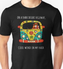 Hippie on the dark desert Unisex T-Shirt