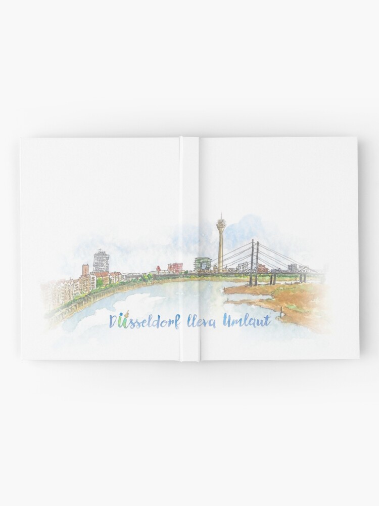 Vista alternativa de Cuaderno de tapa dura Skyline con texto - Düsseldorf lleva Umlaut