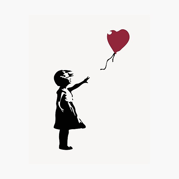 Niña con globo rojo, Banksy, Streetart Street Art, Grafitti, Obra de arte, Diseño para hombres, mujeres, niños Lámina fotográfica