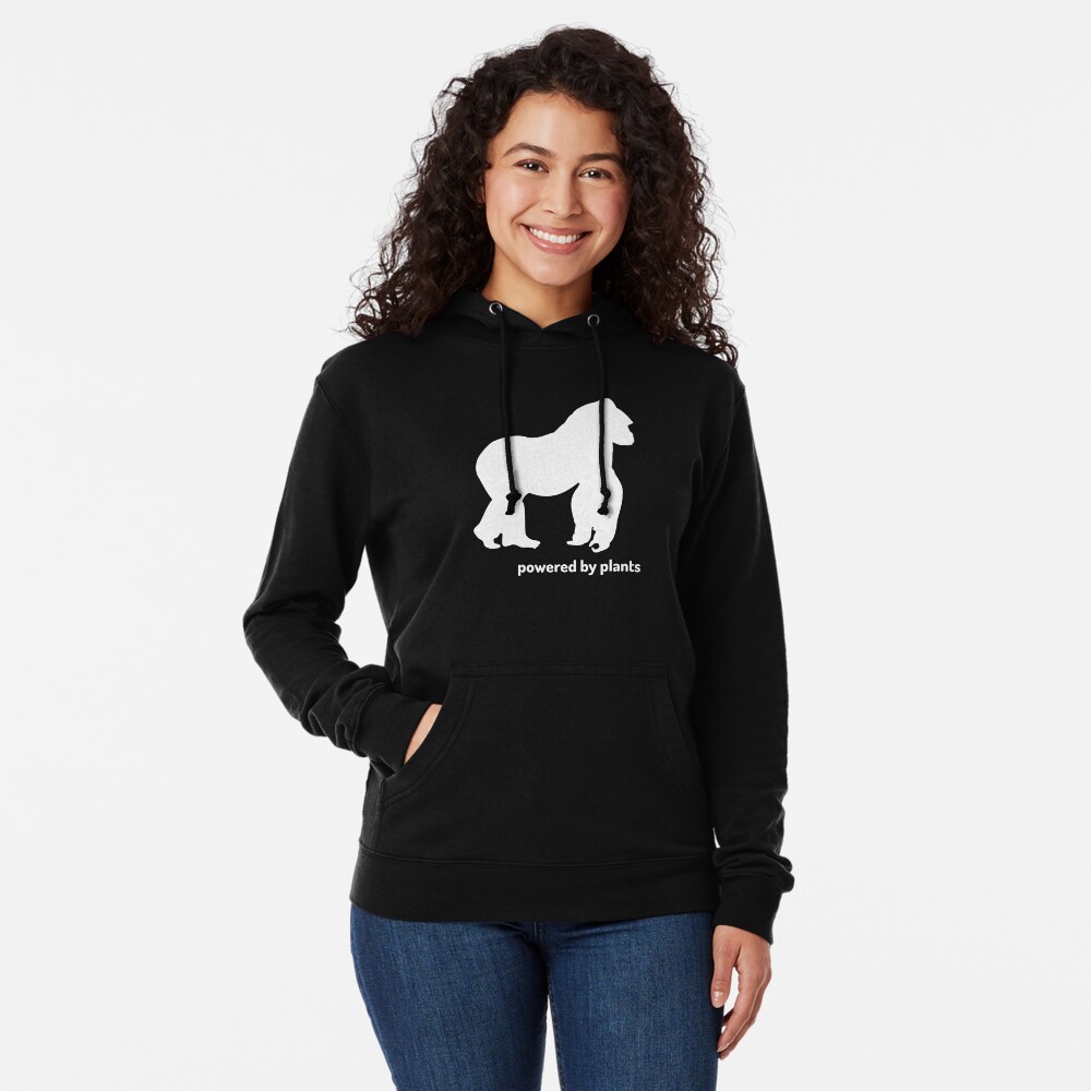 powered by plants gorilla Lightweight Hoodie