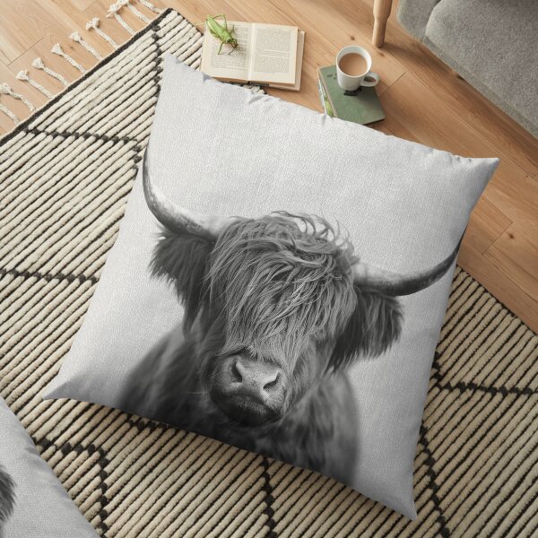 Vache Highland - Noir & Blanc Coussin de sol