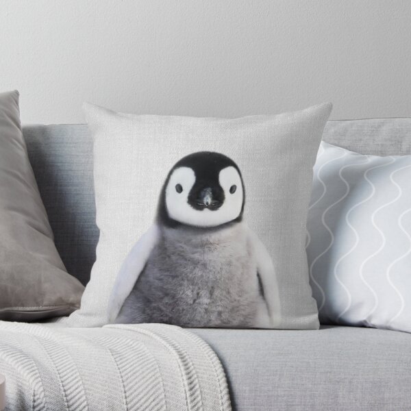 Baby Penguin - Colorful Throw Pillow