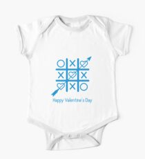 Greeting card with tic tac toe game with hearts. One Piece - Short Sleeve