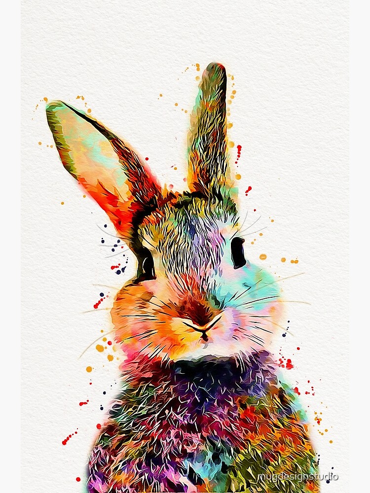 Rabbit Watercolor Art Work Canvas Print For Sale By Mugdesignstudio   Flat,750x,075,f Pad,750x1000,f8f8f8.u3 