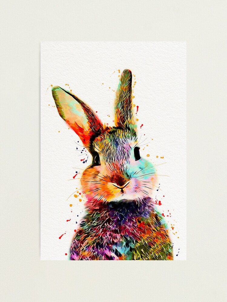 Alternate view of Rabbit Watercolor Art Work Photographic Print