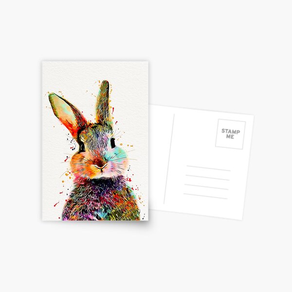 Lapin aquarelle oeuvre d'art Carte postale