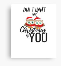 Cute Owl Christmas T-Shirt Christmas Birthday Gift Tee Canvas Print