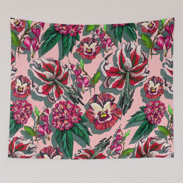 Item preview, Bleeding Heart and pansy floral designed and sold by ariellemorris.