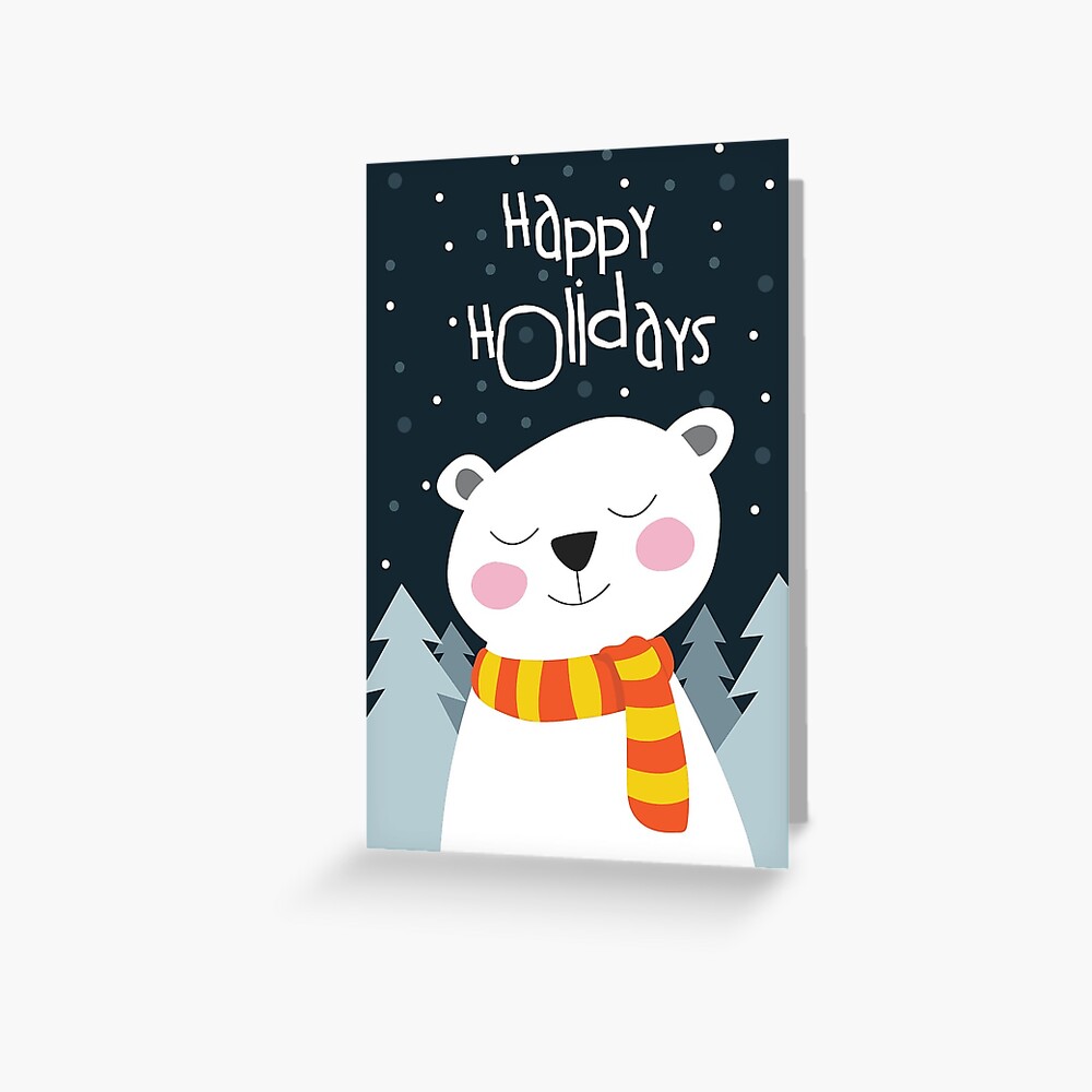 Cute Bear Holiday Christmas Card Greeting Card