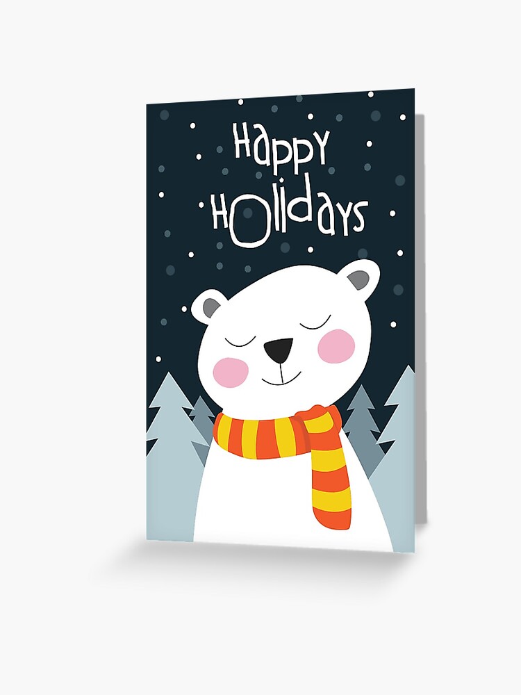Thumbnail 1 of 2, Greeting Card, Cute Bear Holiday Christmas Card designed and sold by Jordi Sabate.