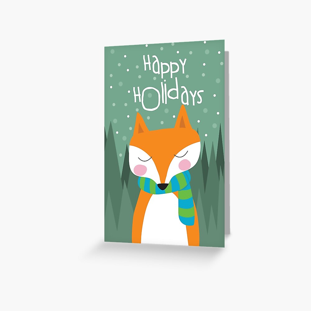 Cute Fox Holiday Christmas Card Greeting Card